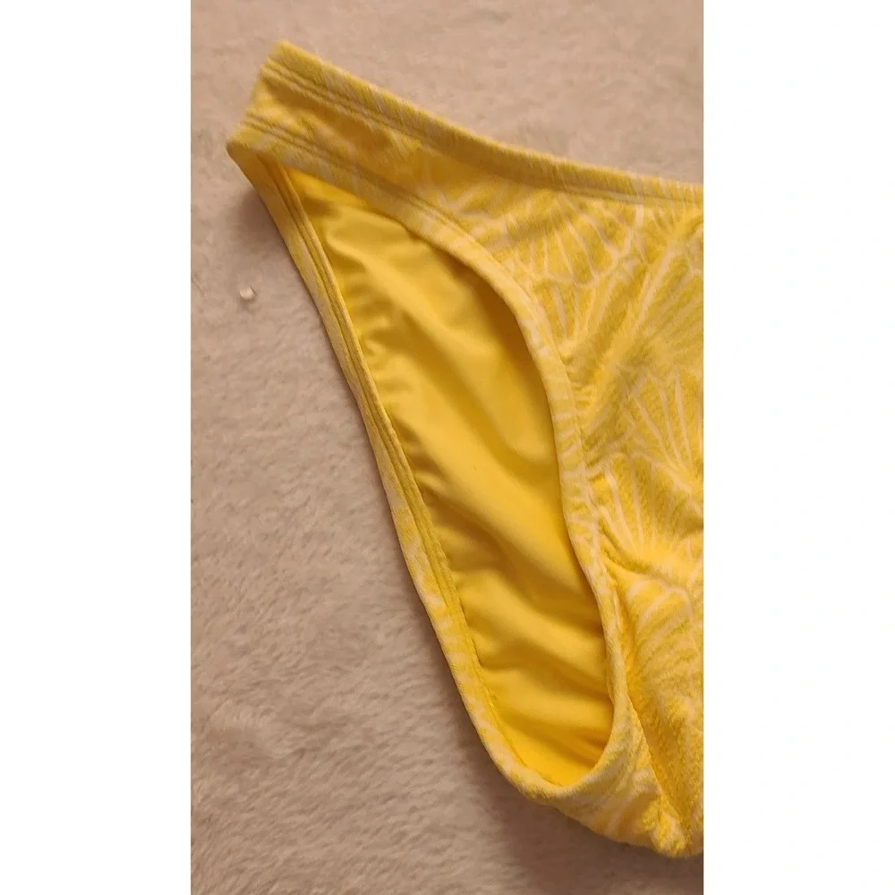 Shade & Shore Yellow Shell Textured High Leg Bikini Bottoms XS Summer New NWT